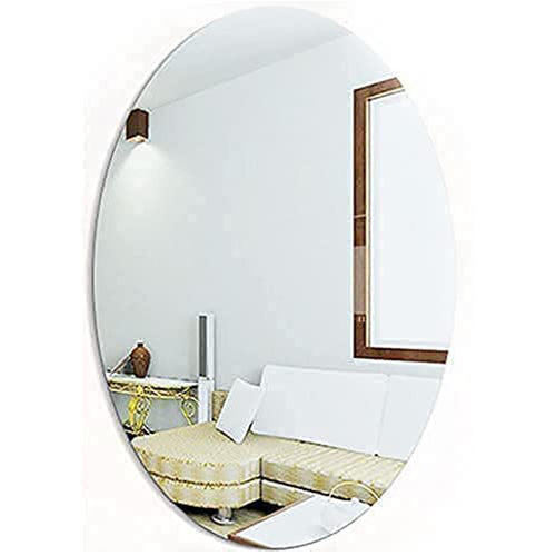 Brocade Enterprise Oval Adhesive Mirror Sticker - Unbreakable Plastic Wall Mirror for Bathroom, Bedroom, & Living Room