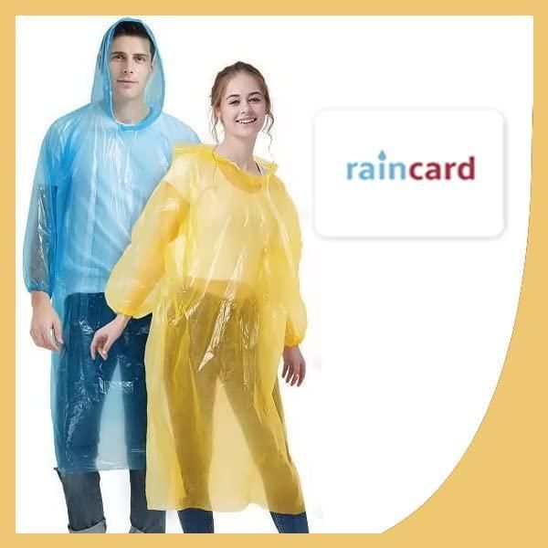 FULLY Reusable Wallet Rain Card Rain Coat for Adults ( Set of 5 ) Multicolor.
