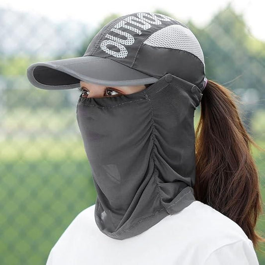 Sun Cap with Detachable Cotton Face Cover