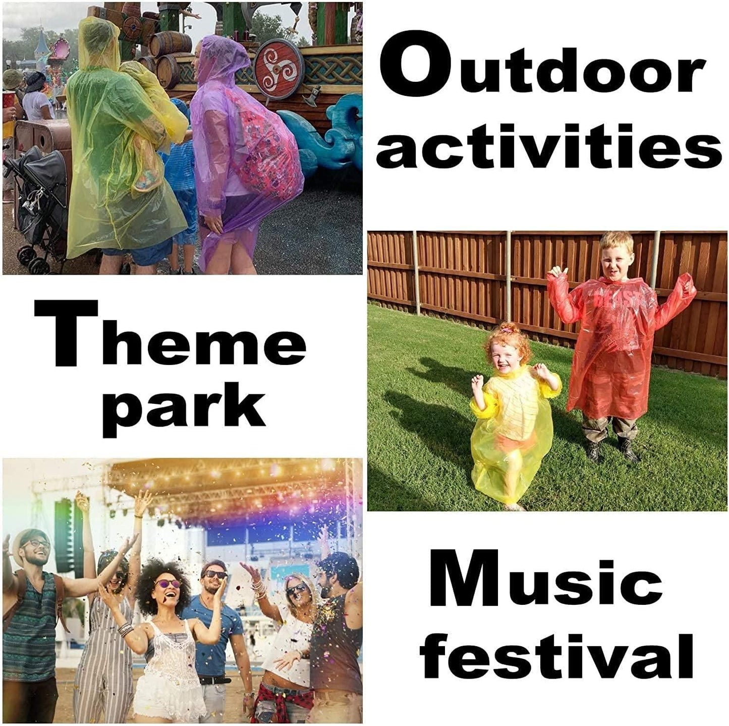 FULLY Reusable Wallet Rain Card Rain Coat for Adults ( Set of 5 ) Multicolor.