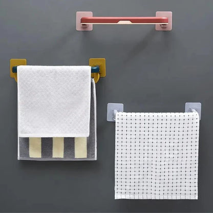 1515 Wall Mounted Double Bar Towel Holder with Hooks – Space-Saving Bathroom Organizer
