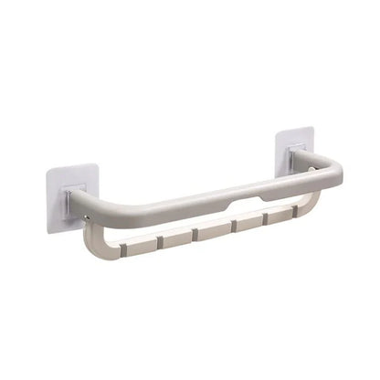 1515 Wall Mounted Double Bar Towel Holder with Hooks – Space-Saving Bathroom Organizer