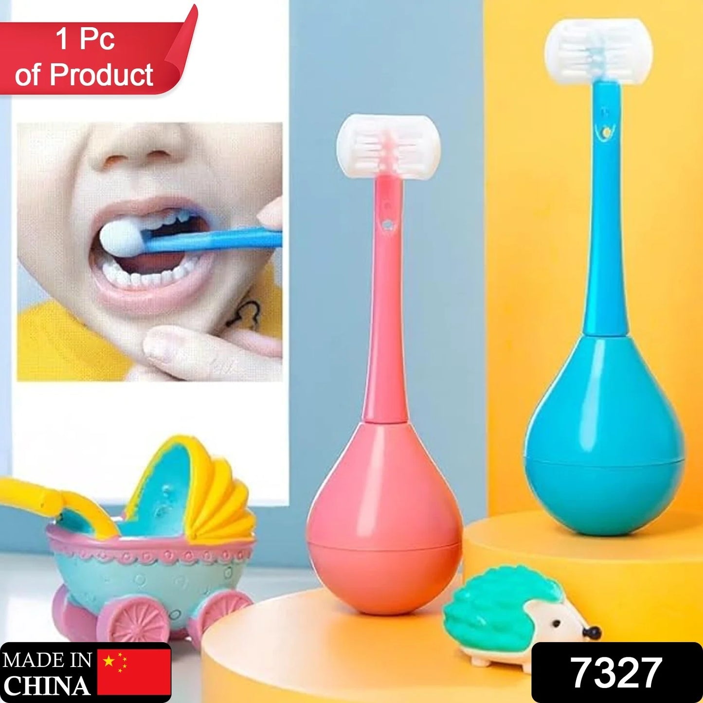 3-Sided Soft Bristle Training Toothbrush for Kids | Silicone Head Toothbrush for Ages 2-12