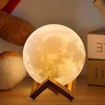 3D Moon Lamp 7-Color Touch Night Light – 15cm Sensor Moonlight Lamp with Stand & USB