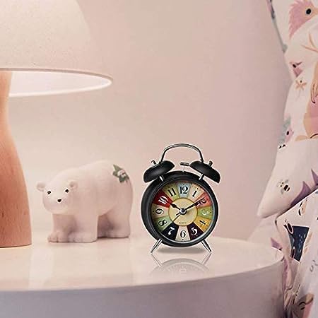 DRONTER Vintage Twin Bell Alarm Clock with Night LED Light | Extra Loud for Kids & Students