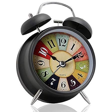 DRONTER Vintage Twin Bell Alarm Clock with Night LED Light | Extra Loud for Kids & Students