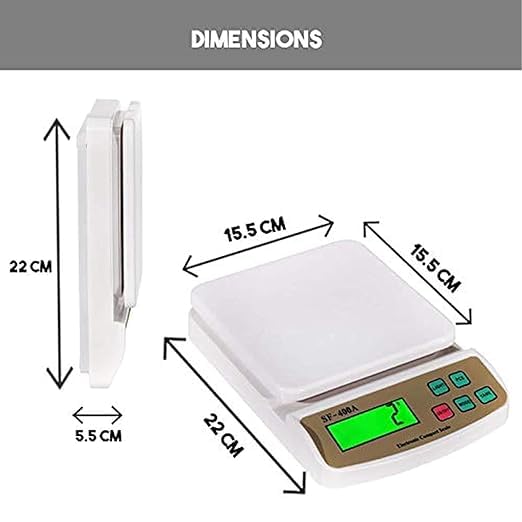 Kitchen Scale SF 400 A: Portable Electronic Digital Weighing Scale with Backlight LCD Display - 10 kg Capacity