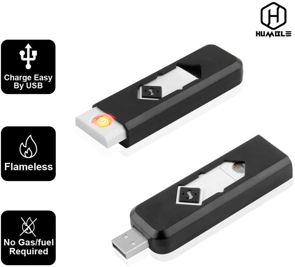 IVAAN USB Rechargeable Electronic Lighter | Windproof Design (Black/White)