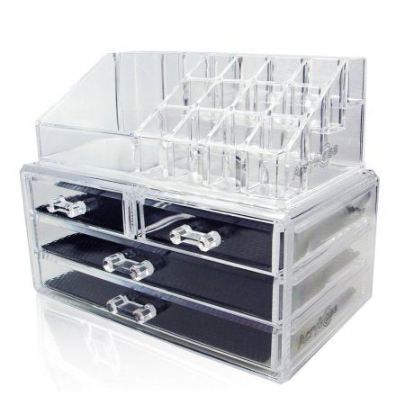 NYALKARAN Acrylic 4-Drawer Cosmetic Organizer | Makeup & Jewelry Storage Box