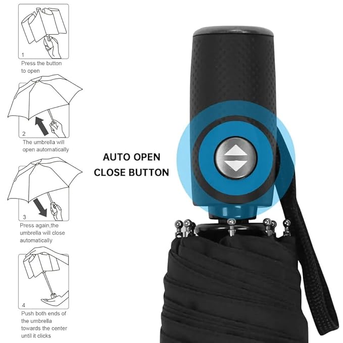 Auto Open Close Windproof Umbrella | Lightweight Compact Umbrella for Women, Men & Kids