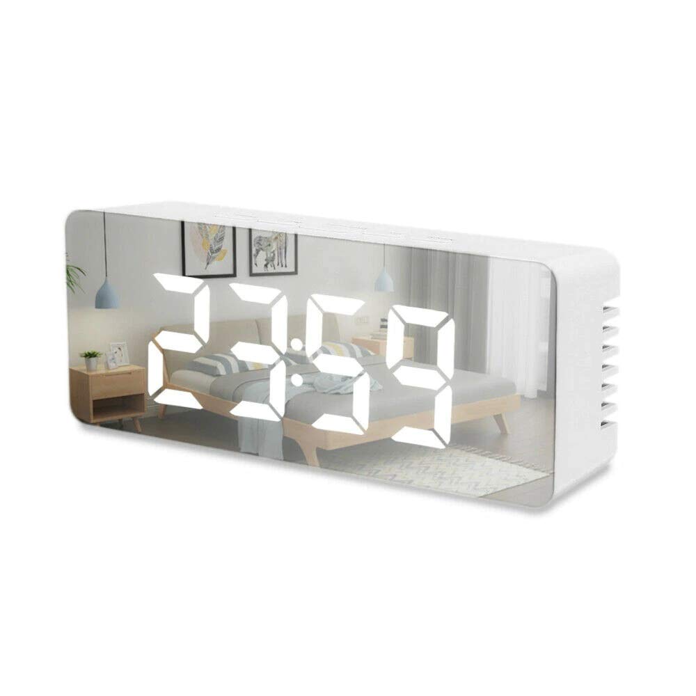 Abdobariya Digital LED Mirror Alarm Clock | Large Display with Snooze & Temperature