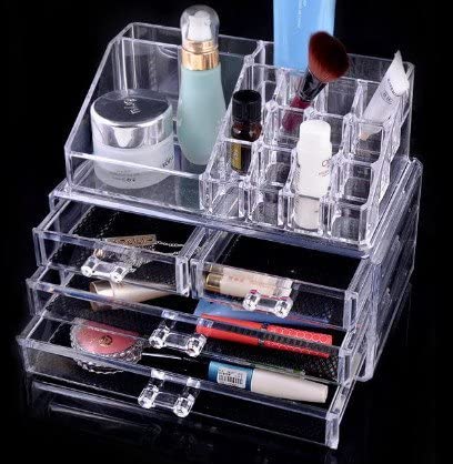 NYALKARAN Acrylic 4-Drawer Cosmetic Organizer | Makeup & Jewelry Storage Box