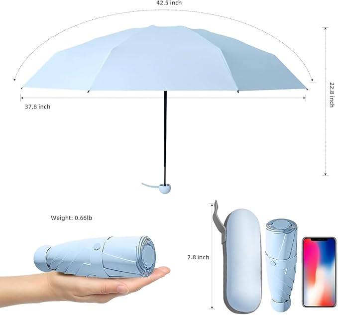 Compact Mini Umbrella with Case | Manual Open, UV Protection & Anti-Slip Handle for Travel