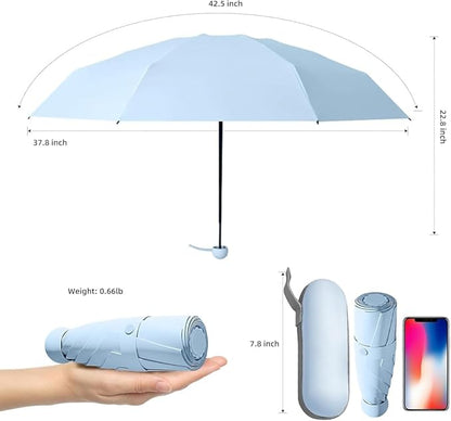 Compact Mini Umbrella with Case | Manual Open, UV Protection & Anti-Slip Handle for Travel