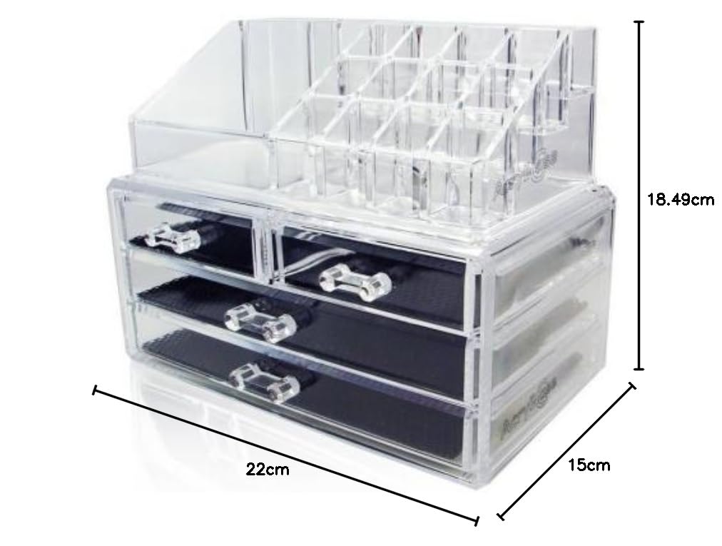 NYALKARAN Acrylic 4-Drawer Cosmetic Organizer | Makeup & Jewelry Storage Box