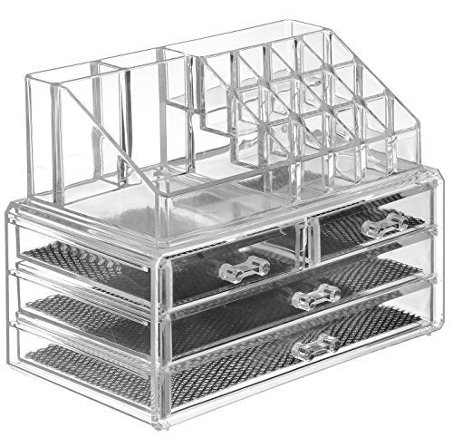 NYALKARAN Acrylic 4-Drawer Cosmetic Organizer | Makeup & Jewelry Storage Box