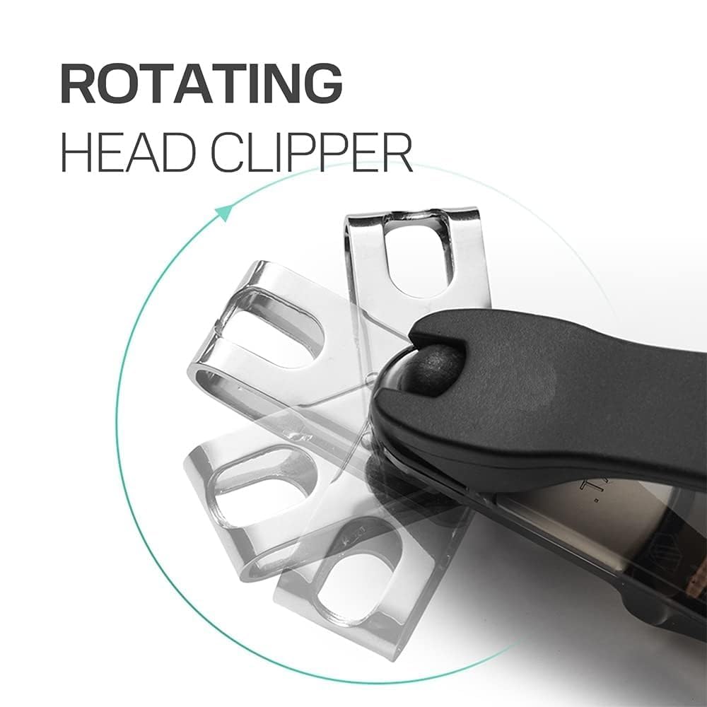 HARDIJ Foldable Head Nail Cutter: 360-Degree Rotary Stainless Steel Nail Clipper for Effortless Nail Care