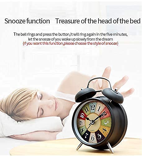 DRONTER Vintage Twin Bell Alarm Clock with Night LED Light | Extra Loud for Kids & Students