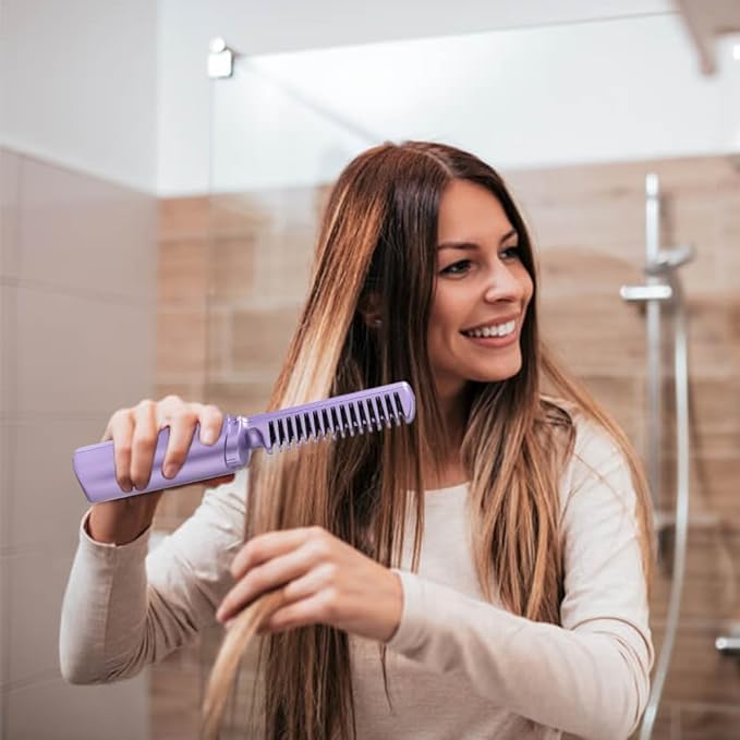 BUYERZONE Rechargeable Wireless Hair Straightener Comb Brush | 3 Gear Control