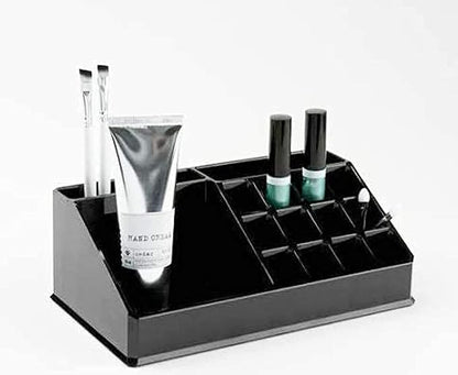 SHOPOWARE 16 Compartment Plastic Makeup Organizer Box | Transparent Lipstick Storage