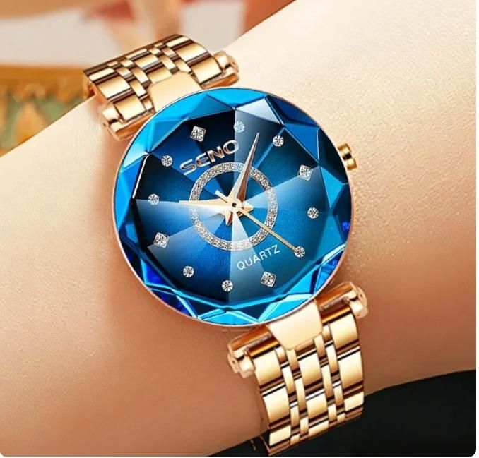 Diamond Shape Multicolour Dial & Rose Gold Strap Watch