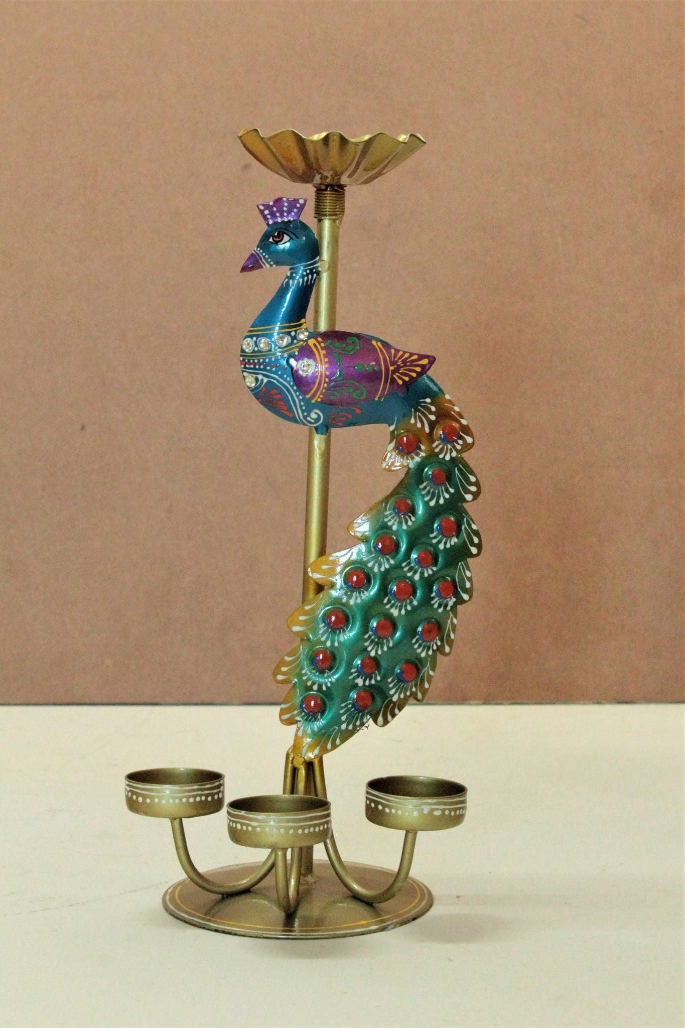 Crafted Peacock Tealight Candle Holder