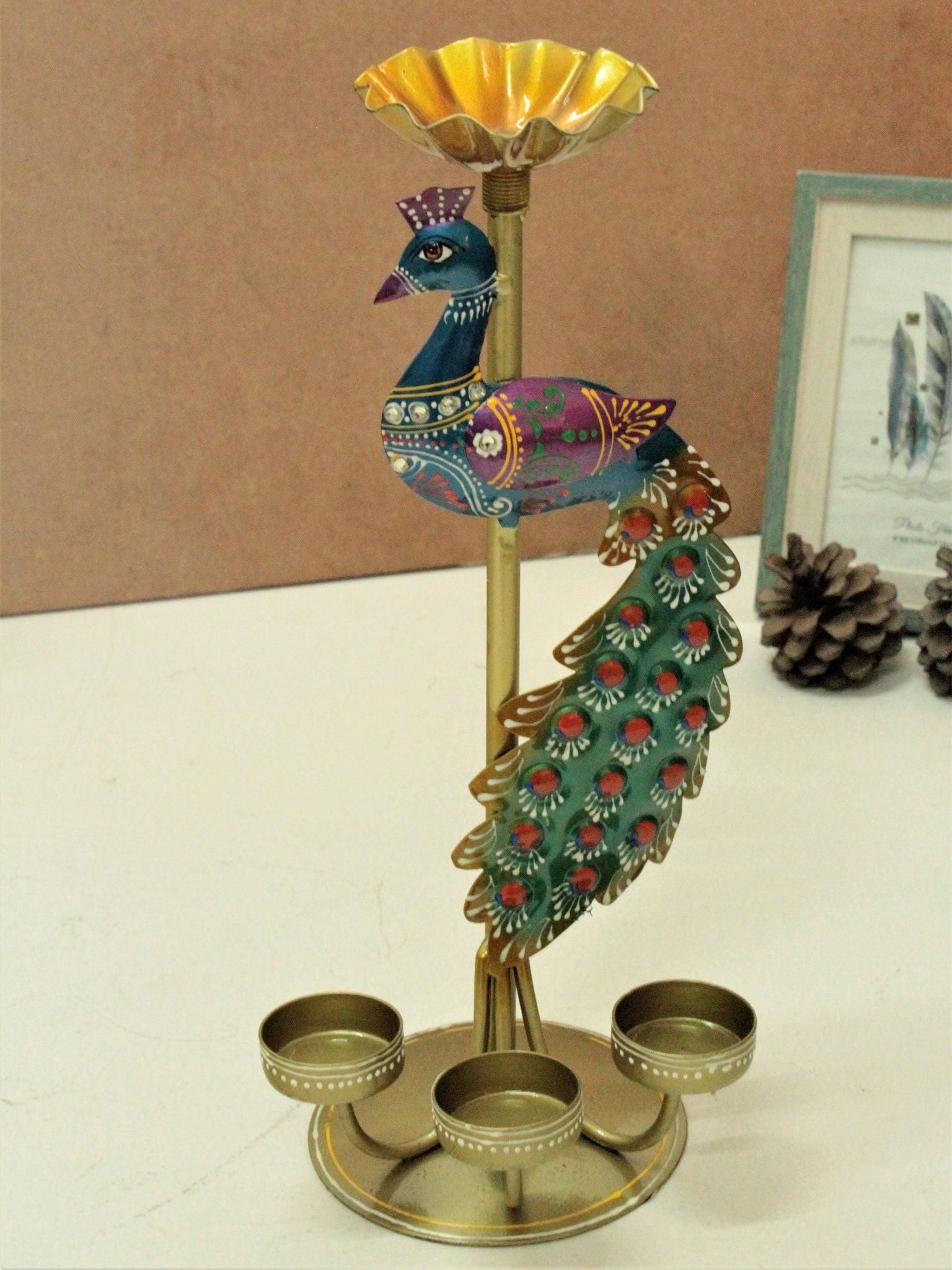 Crafted Peacock Tealight Candle Holder