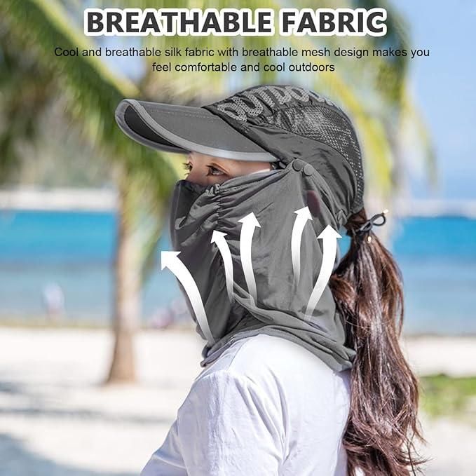 Sun Cap with Detachable Cotton Face Cover