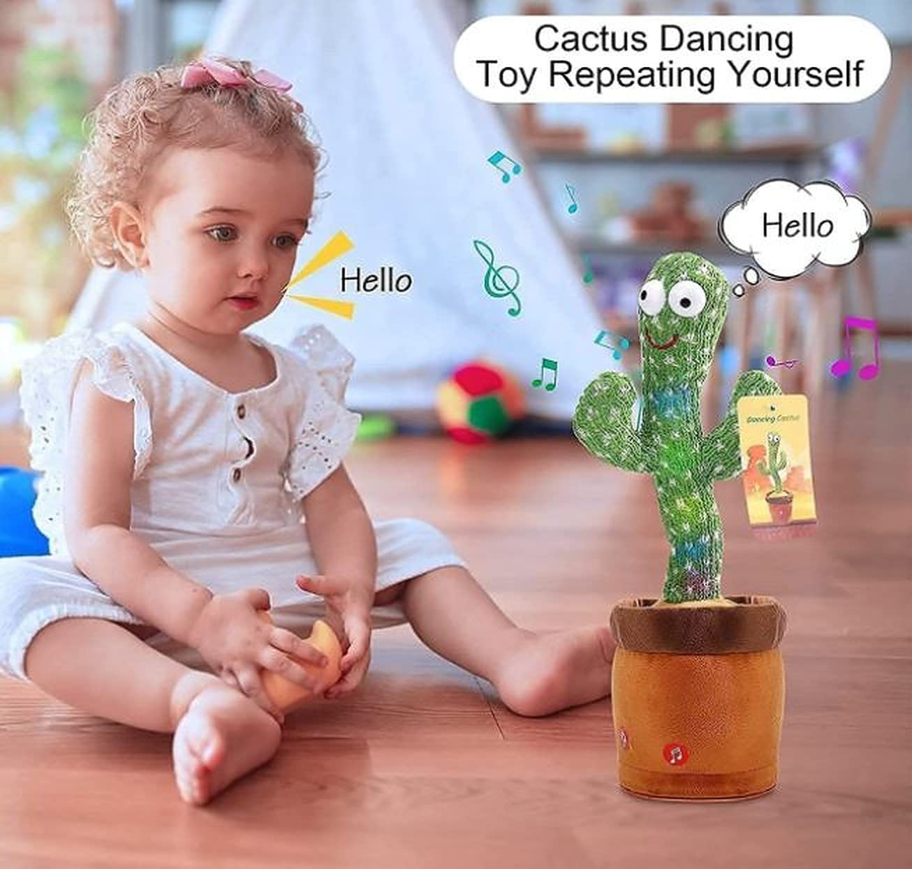 SUPER TOY Dancing Cactus Talking Plush | Singing, Recording & Light-Up Interactive Toy for Toddlers