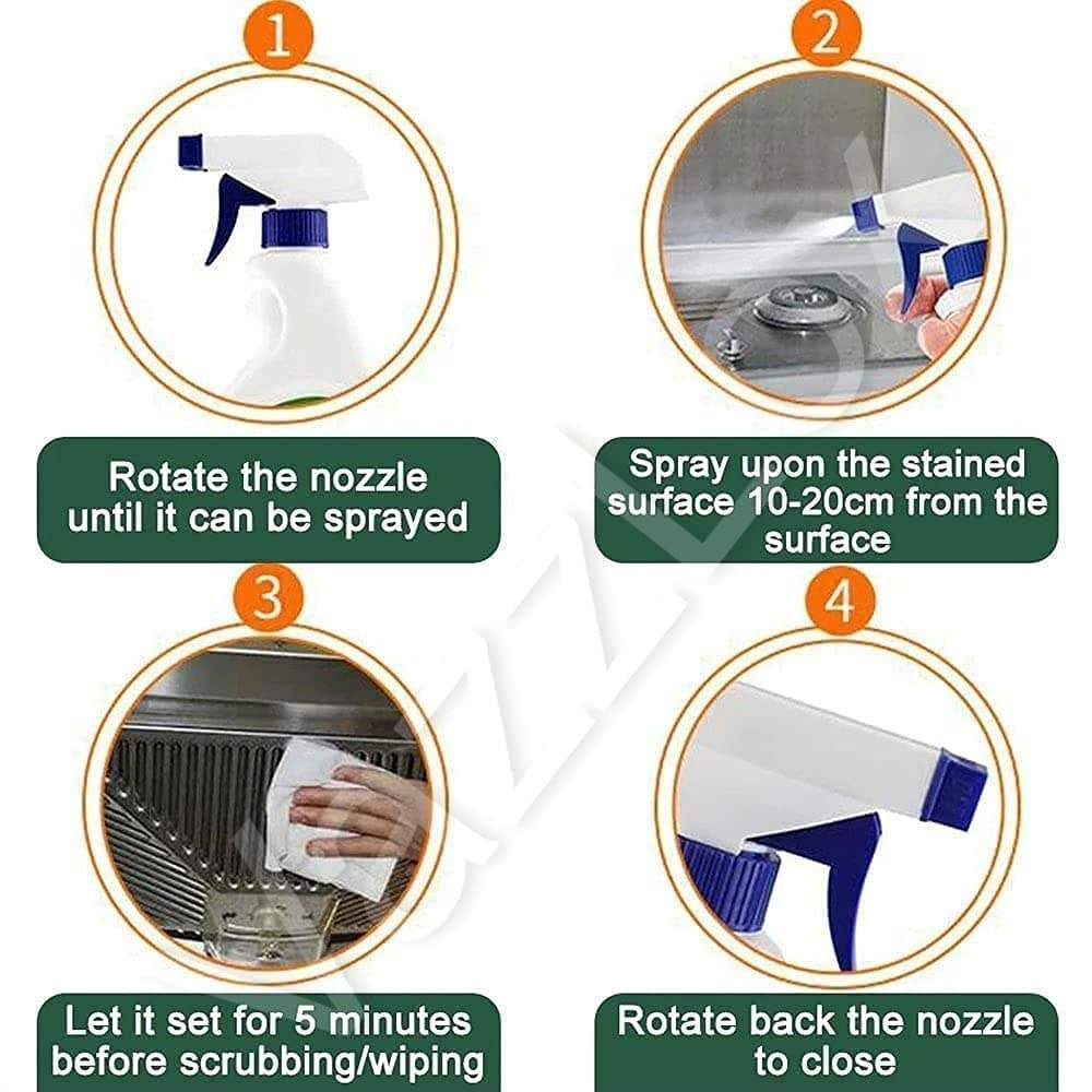 VazzLox Kitchen Cleaner Spray: Non-Toxic Oil & Grease Stain Remover for Stove, Chimney, Grill, and Exhaust Fan