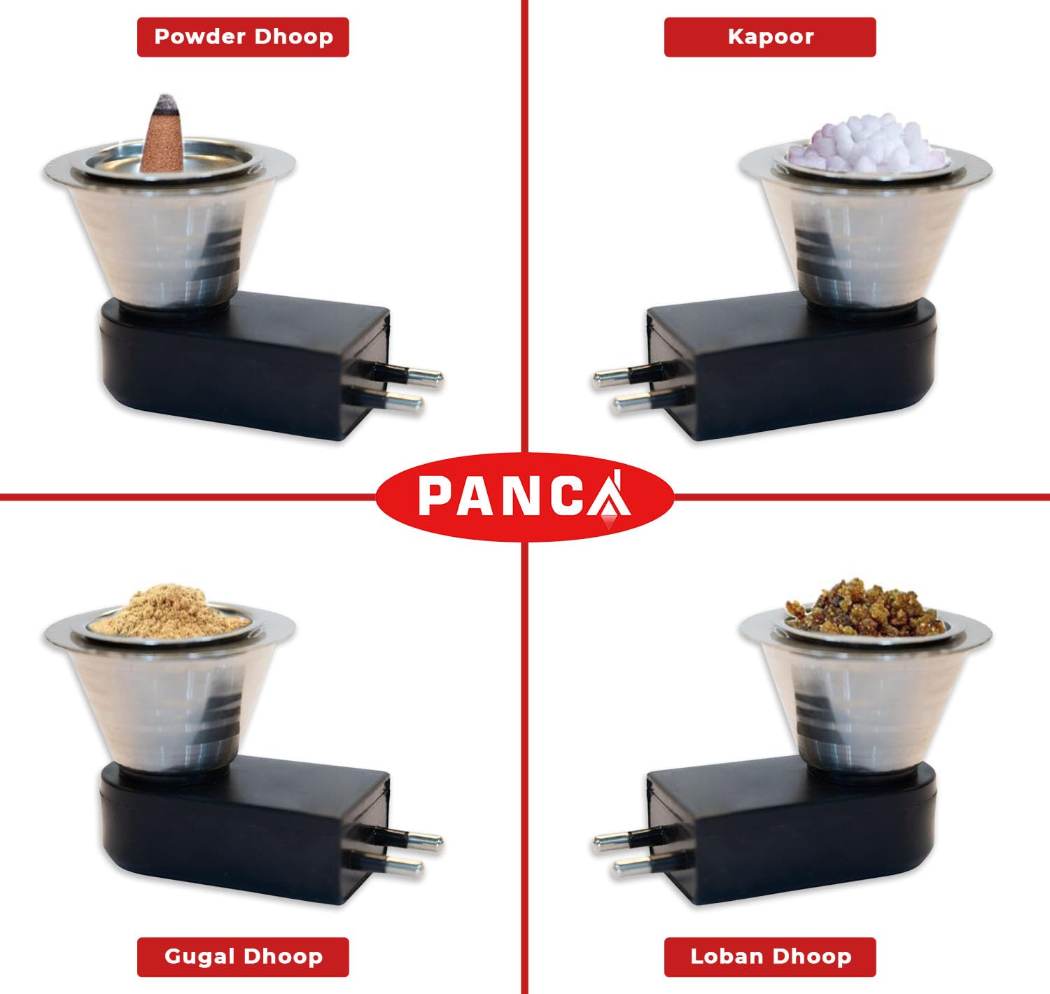 PANCA Steel Kapoor Dani | Electric Camphor & Bakhoor Diffuser for Home. ( SET OF 2 )