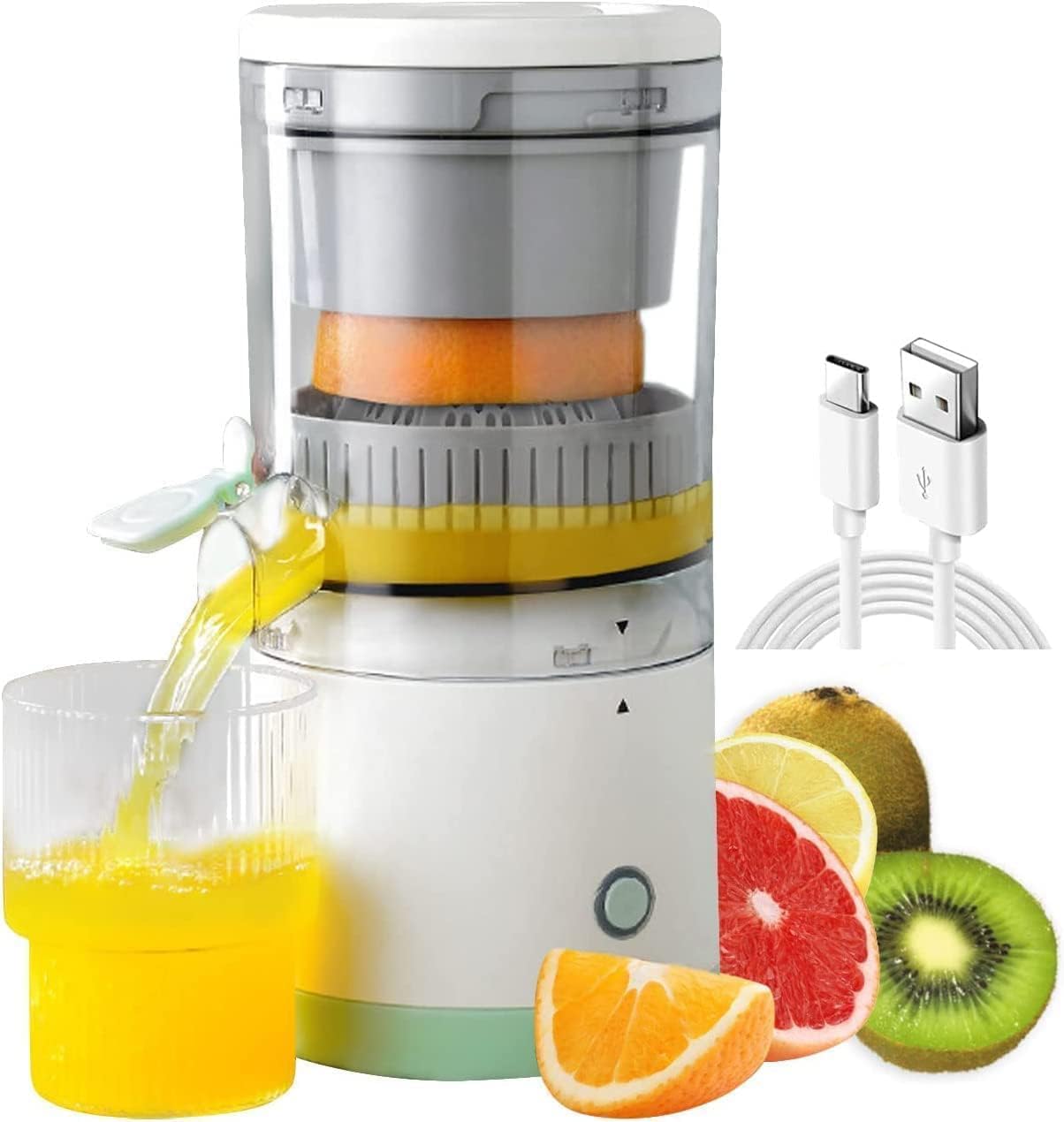 KRIVAN Portable Electric Juicer & Nail Drill | 6-Blade USB Rechargeable Juicer Blender in White