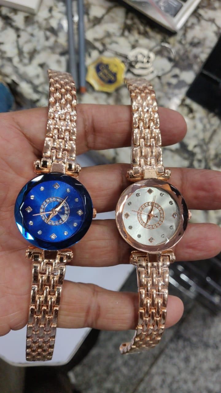Diamond Shape Multicolour Dial & Rose Gold Strap Watch
