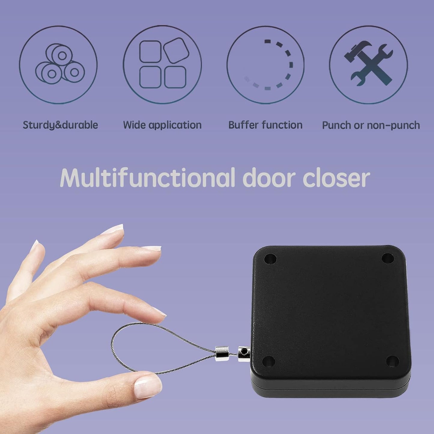 Punch-Free Automatic Sensor Door Closer: Multifunctional Auto Closer with Drawstring for Home & Commercial Use