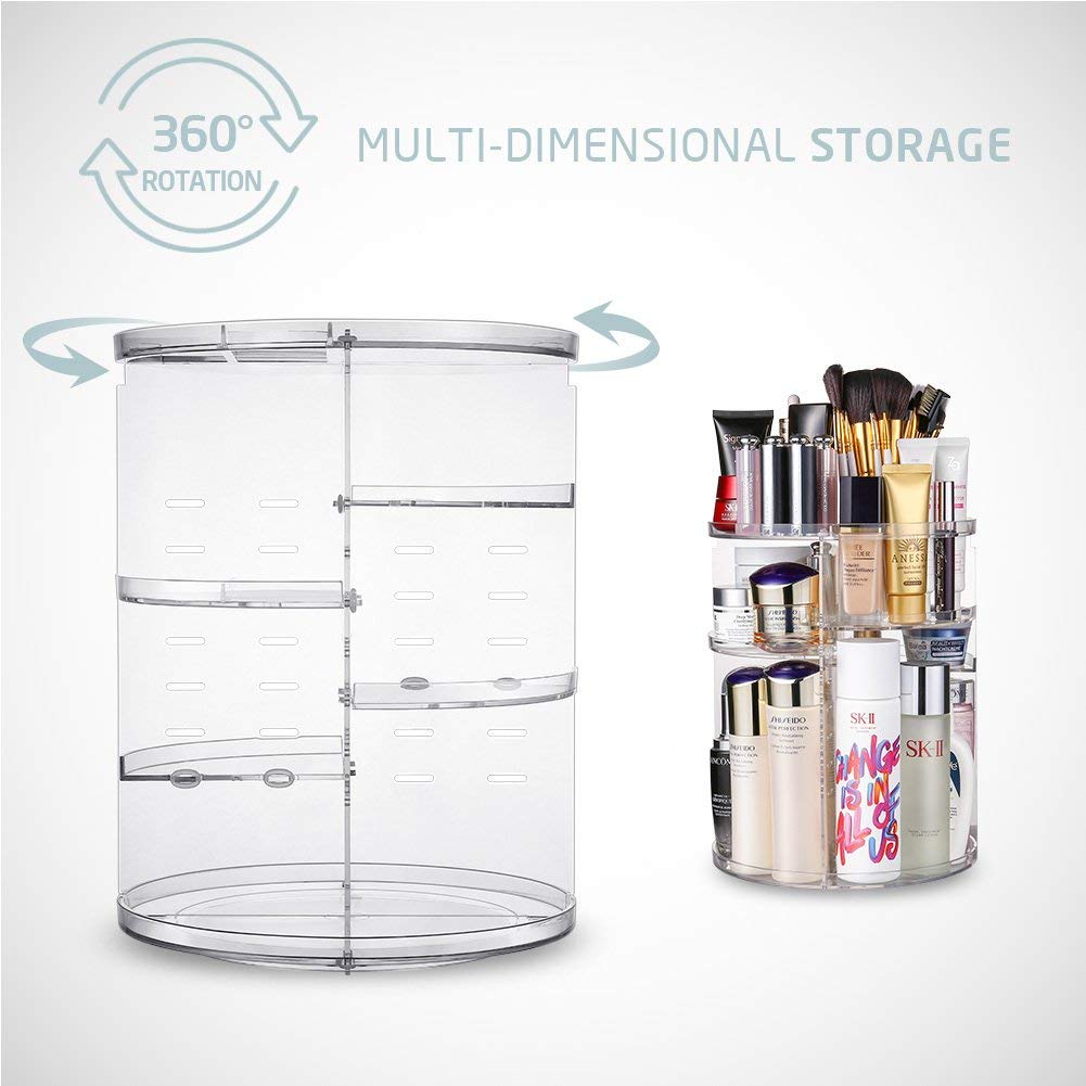 Adjustable 360° Makeup Organizer | INOVERA Cosmetic Storage Holder for Vanity