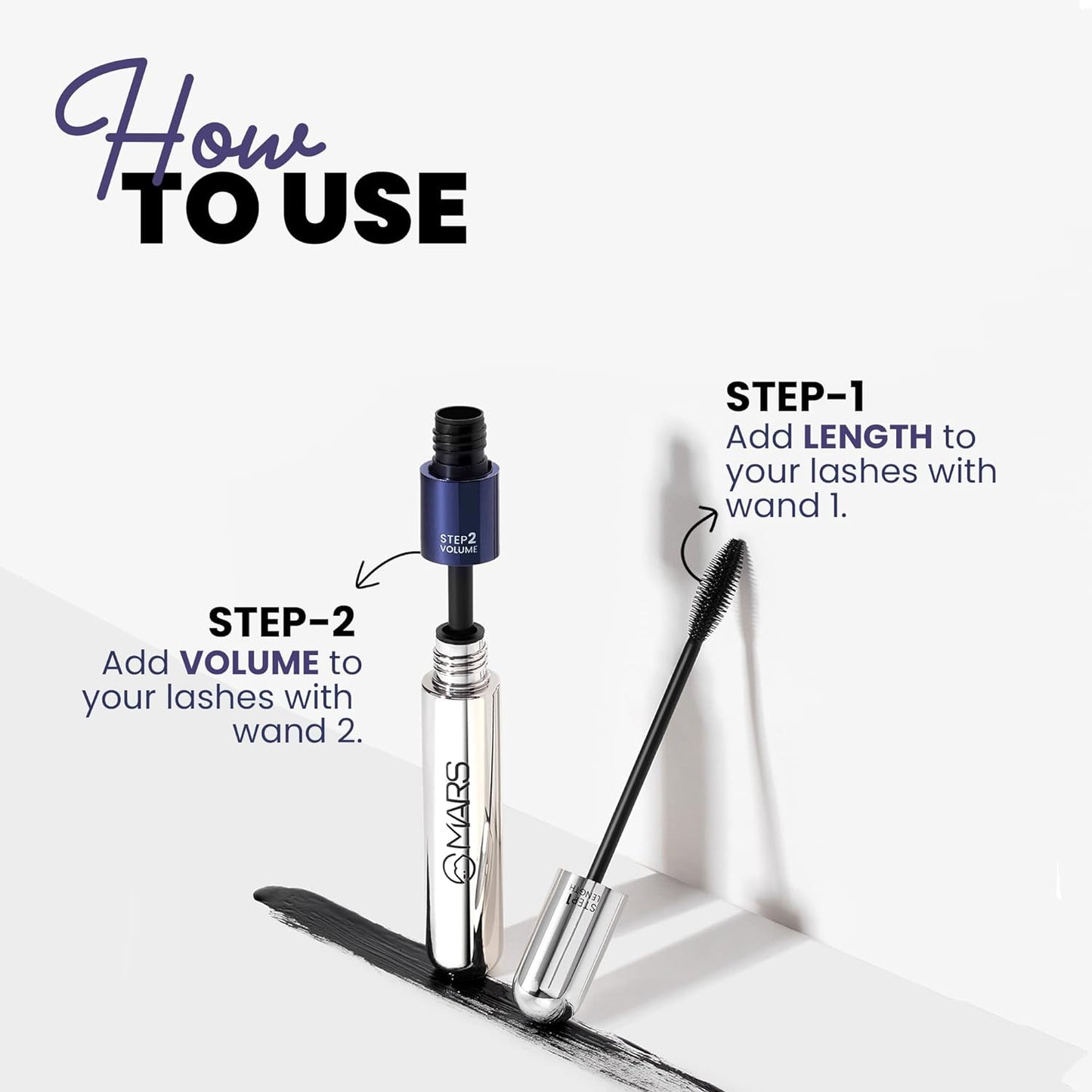 MARS Double Trouble Volumizing & Lengthening Mascara | 2-in-1 Formula for Long-Lasting, Dramatic Lashes (15 ml)