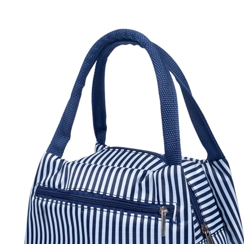 Portable Lunch Bag | Student Picnic Storage Bag with Blue Grids Design