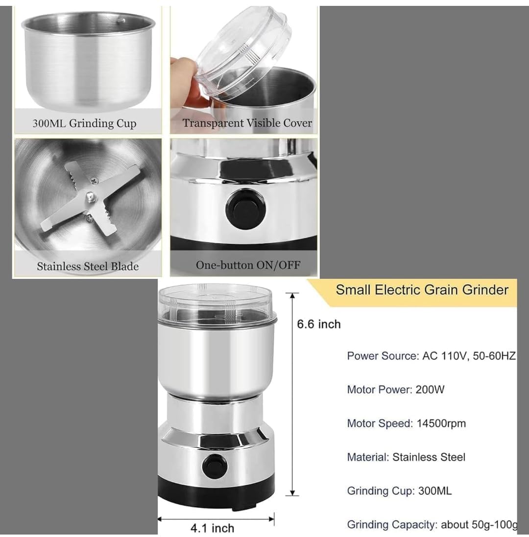 Larrito Stainless Steel Nima Multifunctional Electric Grinder | Coffee Bean Grinder & Household Mixer