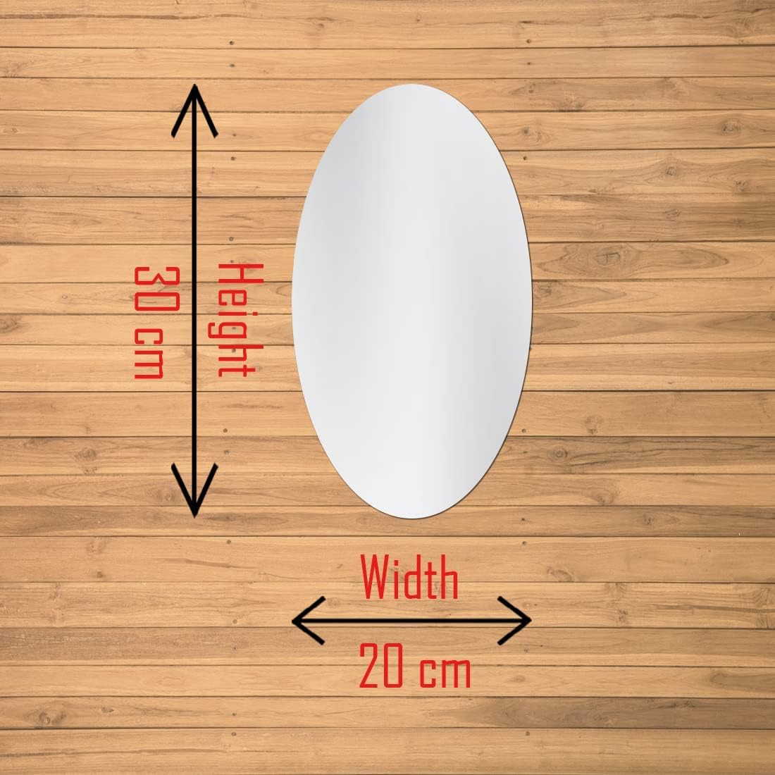 Brocade Enterprise Oval Adhesive Mirror Sticker - Unbreakable Plastic Wall Mirror for Bathroom, Bedroom, & Living Room