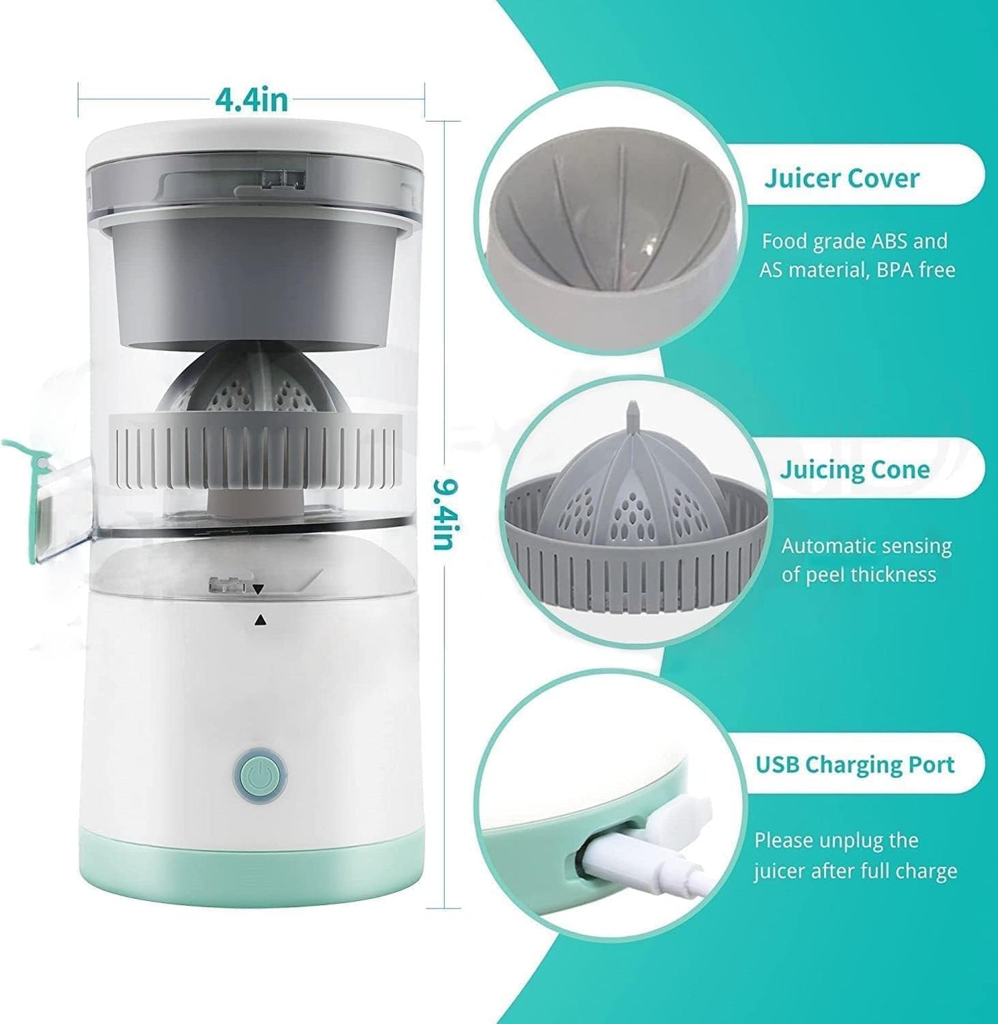 KRIVAN Portable Electric Juicer & Nail Drill | 6-Blade USB Rechargeable Juicer Blender in White