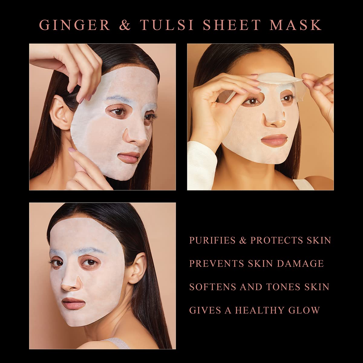 Manish Malhotra Sheet Mask | Tulsi & Ginger | Purifying & Refreshing Skincare.