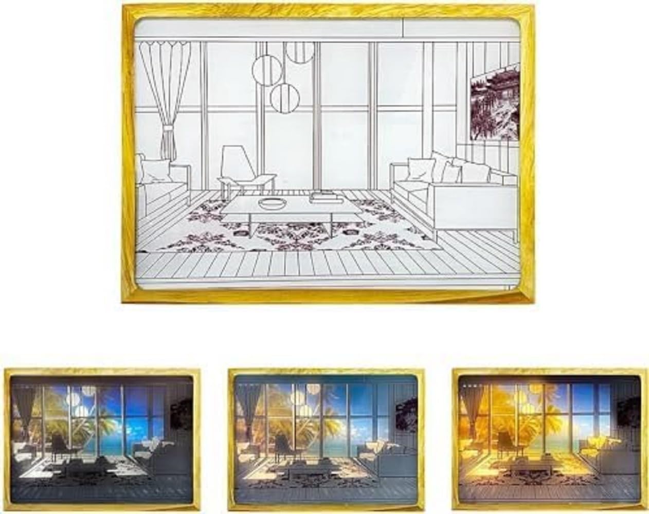 COFIEX 3D LED Painting Wooden Photo Frame | Personalized Sunset Night Light Art Decor