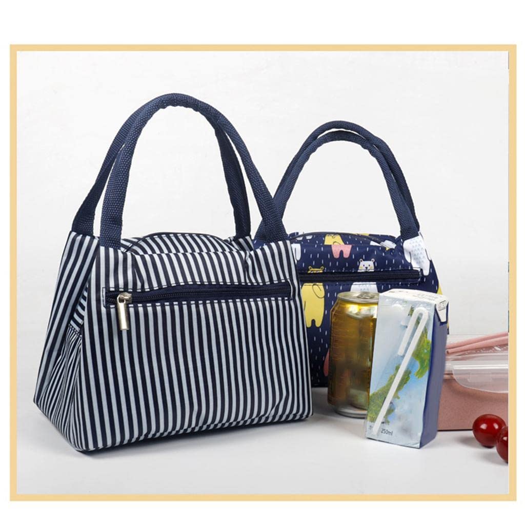 Portable Lunch Bag | Student Picnic Storage Bag with Blue Grids Design