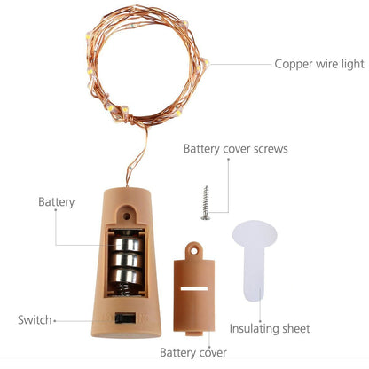 LoveNite Wine Bottle Lights with Cork | 1 Pack Battery Operated LED Fairy Lights for DIY, Party & Decor