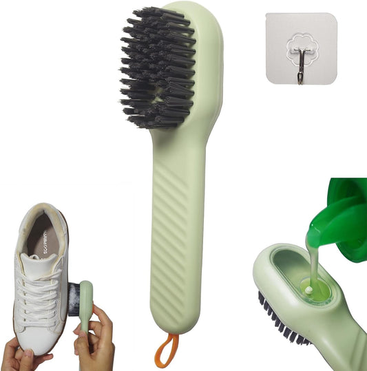 Multifunctional Liquid Shoe Brush with Dispenser | Long Handle Shoe Cleaner with Liquid Cartridge