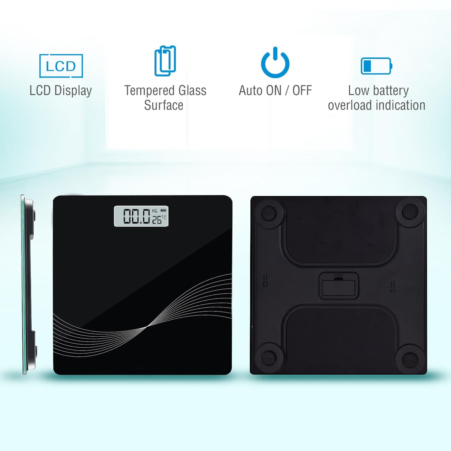 MAXPRO WC135 Wave Digital Weight Scale: High Precision Electronic Weighing Scale with LCD Panel and Tempered Glass