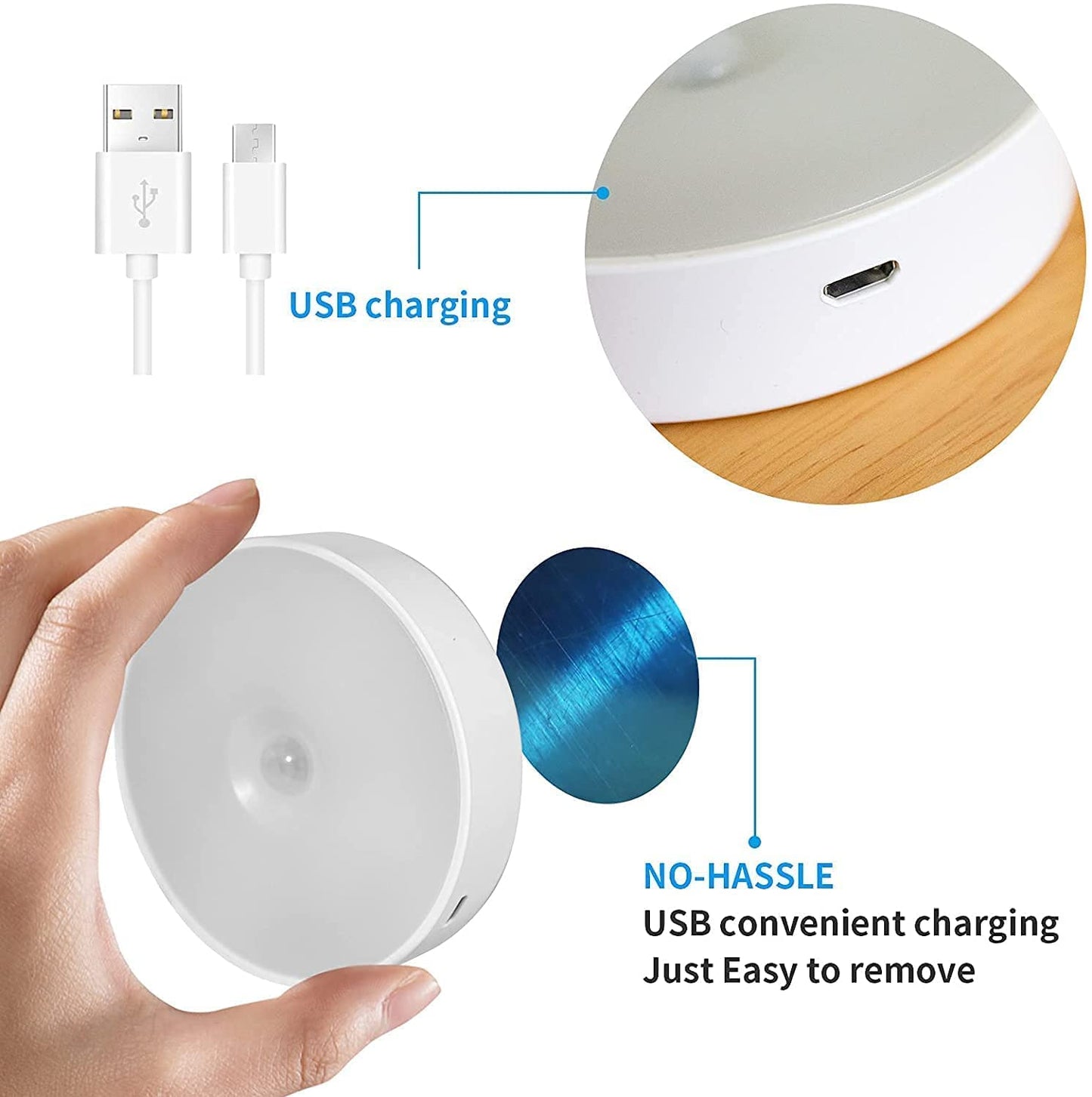 Eloxee Wireless Motion Sensor Light: Rechargeable LED Magnetic Light with USB Charging and Self-Adhesive Design