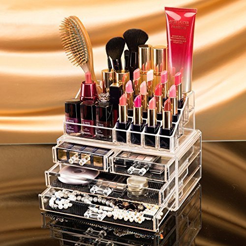 NYALKARAN Acrylic 4-Drawer Cosmetic Organizer | Makeup & Jewelry Storage Box