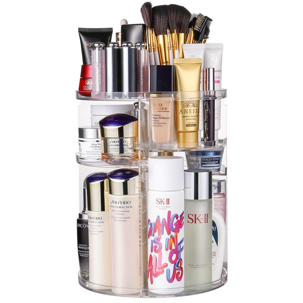 Adjustable 360° Makeup Organizer | INOVERA Cosmetic Storage Holder for Vanity