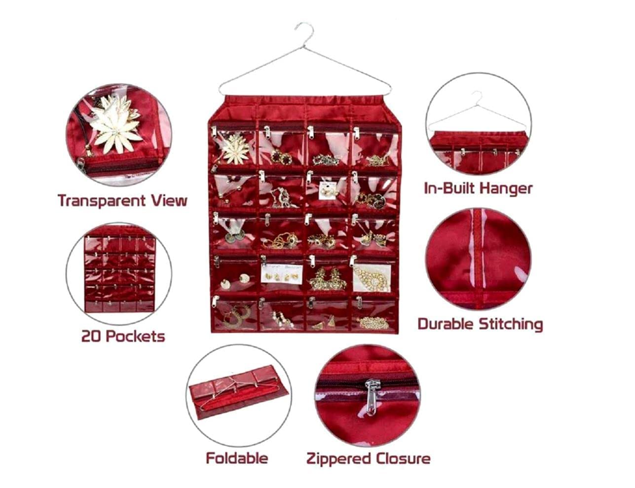 Daani 20 Pocket Premium Hanging Organizer: Versatile Jewelry and Cosmetic Hanger